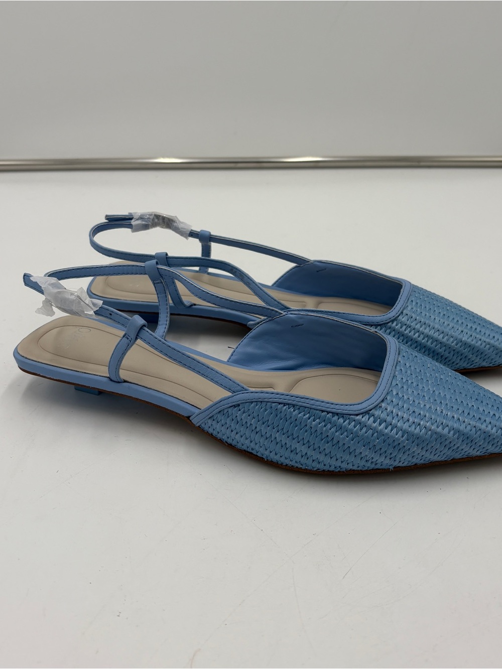 Franco Sarto Pheby Slingback Kitten Heel Blue Leather Woven Women’s Size 9 NWOT - Picture 2 of 8